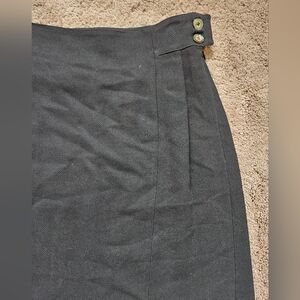 Salvatore Ferragamo Black A Line 100% Cotton Skirt Size 46 Vintage Buttons